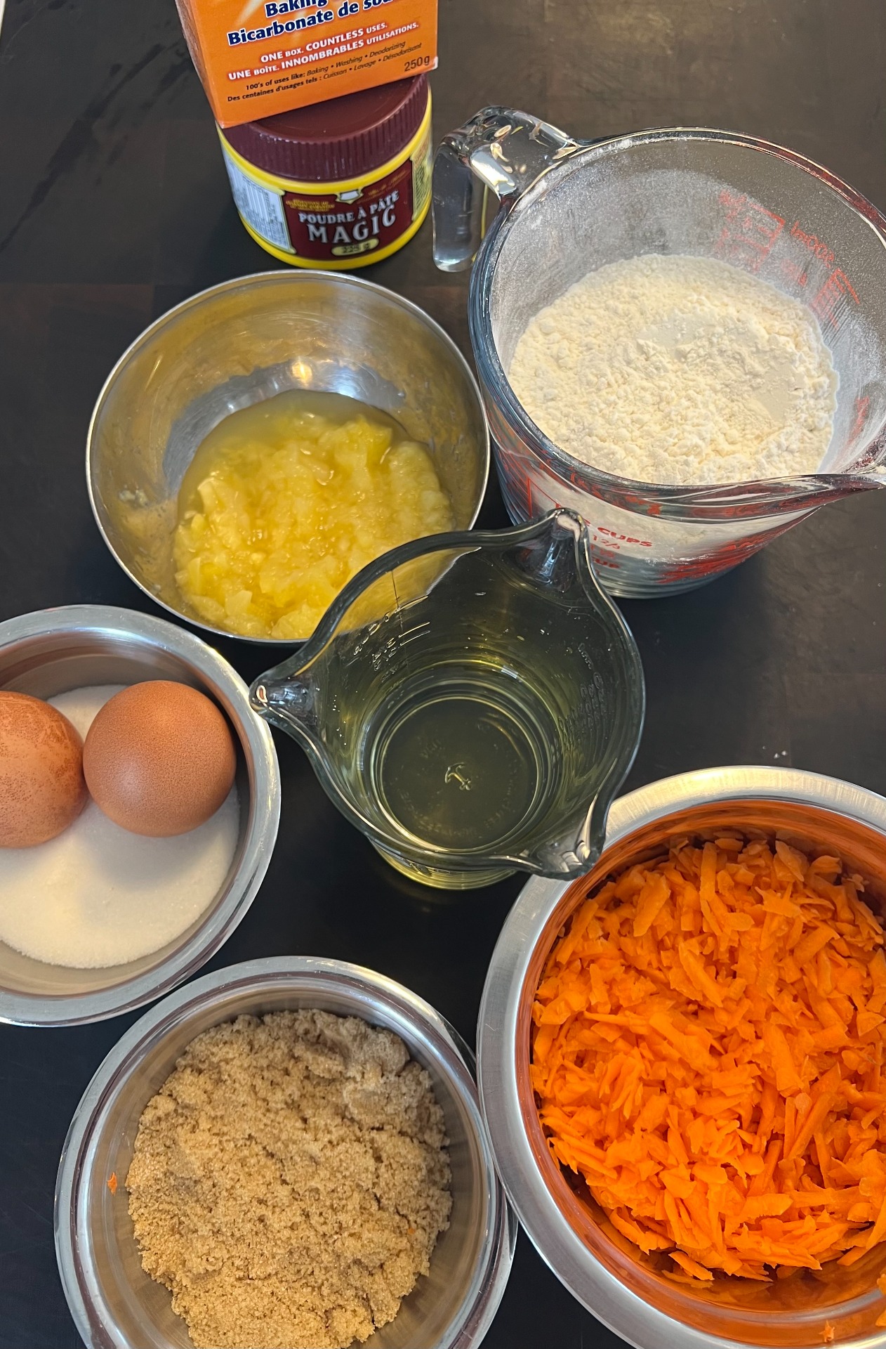 Ingrédients pour le gâteau aux carottes